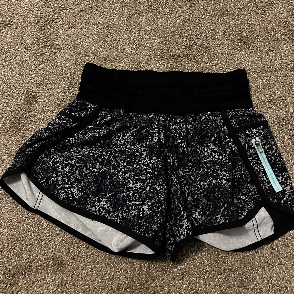 Black patterned tracker shorts